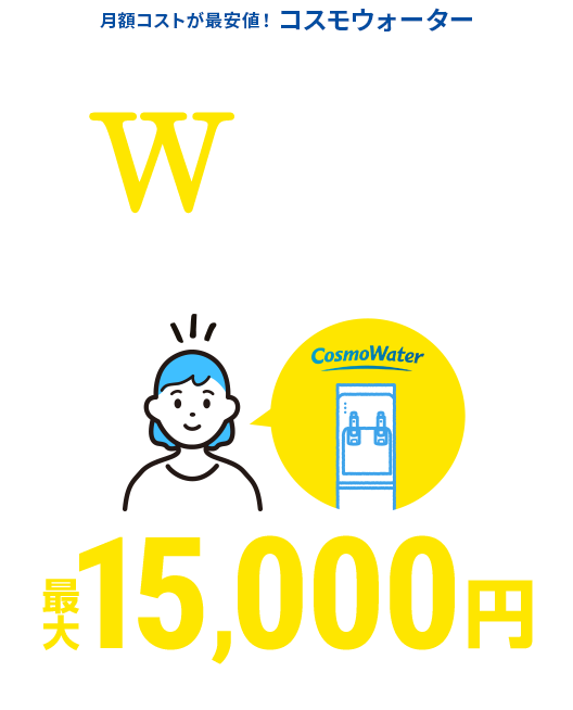 月額コストが最安値！コスモウォーター 乗り換えるなら今がチャンス！ Wでお得なキャンペーン実施中 最大15,000円相当の特典